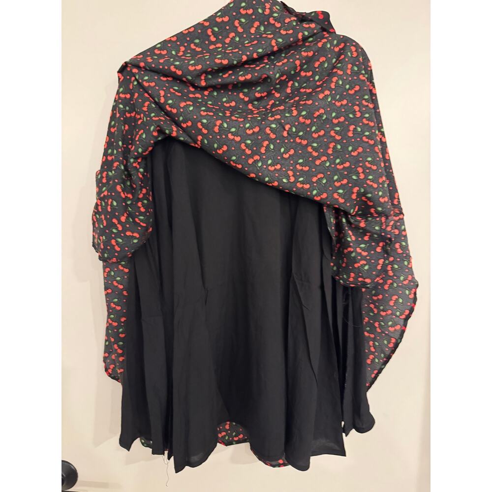 Tulip B Cherry Print Midi Skirt Small Black Red A-Line NWT Lined Retro - Picture 8 of 11